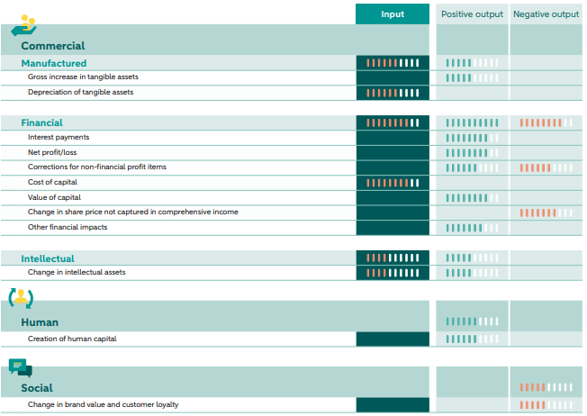 Valore generato per gli investitori in funzione di capitali e input/output
